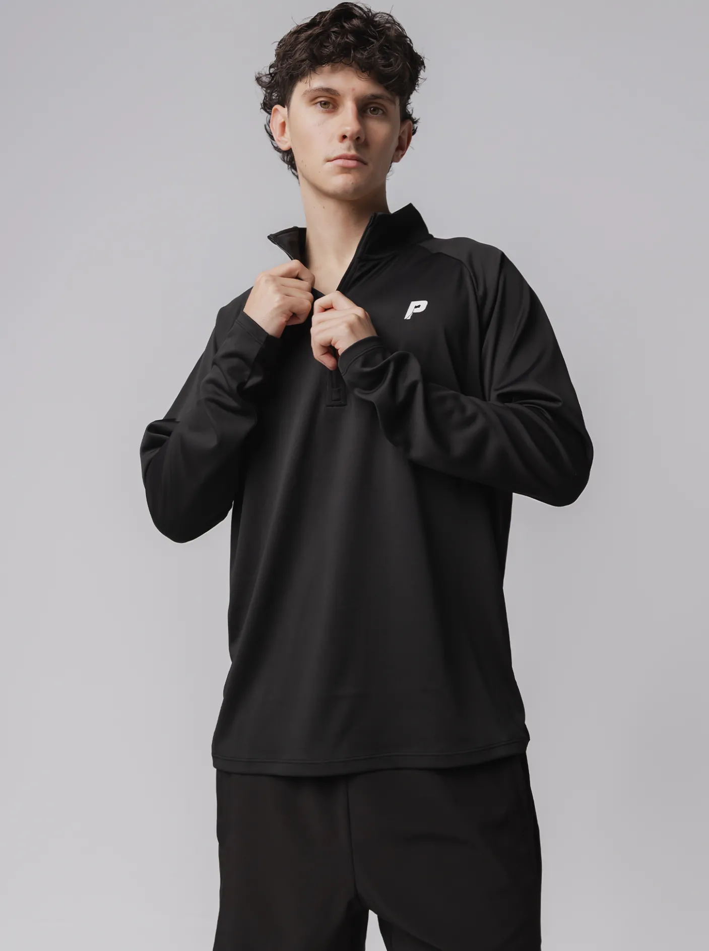 Pursuit of Happiness Training|Tees & Singlets-1/4 Zip Performance Long Sleeve In Black