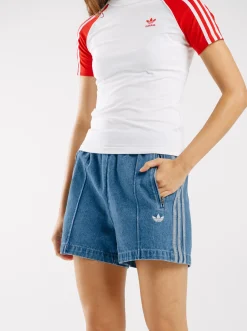 Women adidas Originals Shorts-Adicolor Denim Firebird Shorts