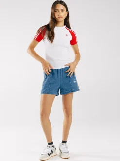 Women adidas Originals Shorts-Adicolor Denim Firebird Shorts