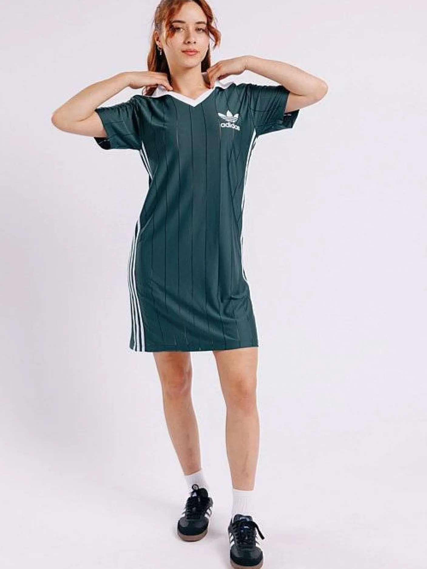 Women adidas Originals Dresses-Adicolor 3-Stripes Pinstripe Dress