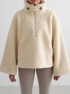 Women Aimn Jackets & Vests-Almond White Pile Anorak