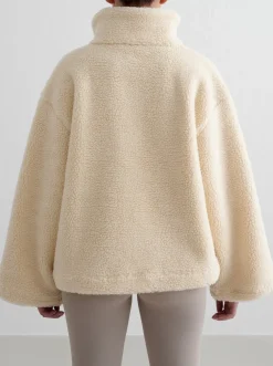 Women Aimn Jackets & Vests-Almond White Pile Anorak