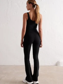 Women Aimn Tights-Black Sense Flare Tights