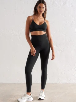 Women Aimn Sports Bras-Black Sense Strap Bra