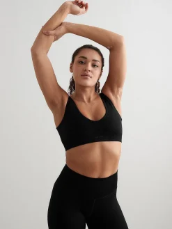 Women Aimn Sports Bras-Black Shape Seamless Deep Cut Bra