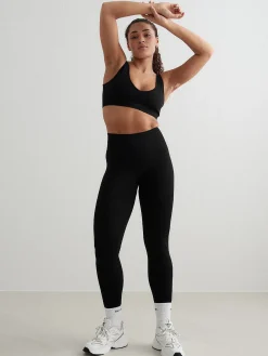 Women Aimn Sports Bras-Black Shape Seamless Deep Cut Bra