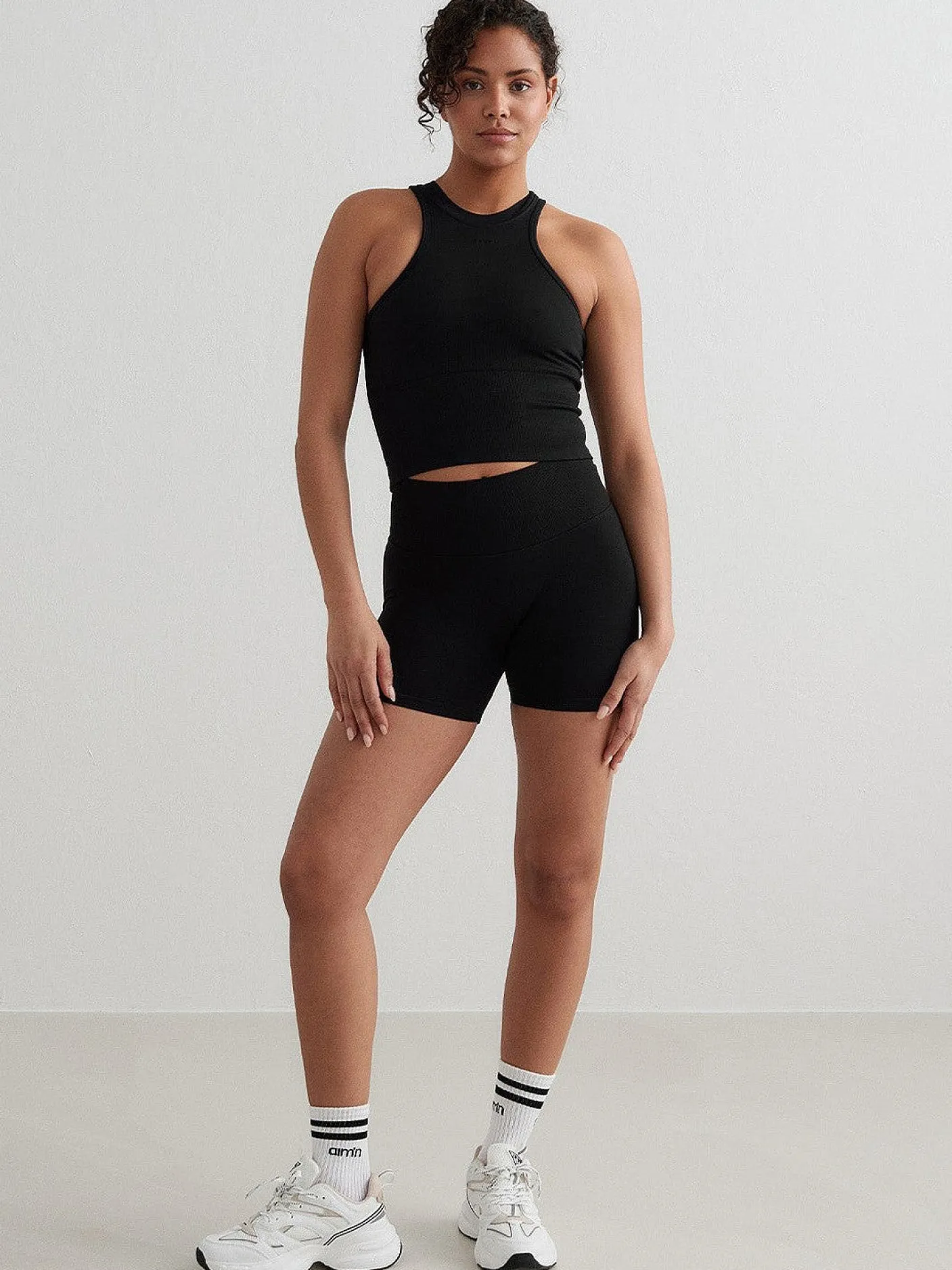 Women Aimn Performance|Shorts-Black Shape Seamless Hotpants