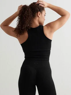 Women Aimn Performance-Black Shape Seamless Racerfront Top