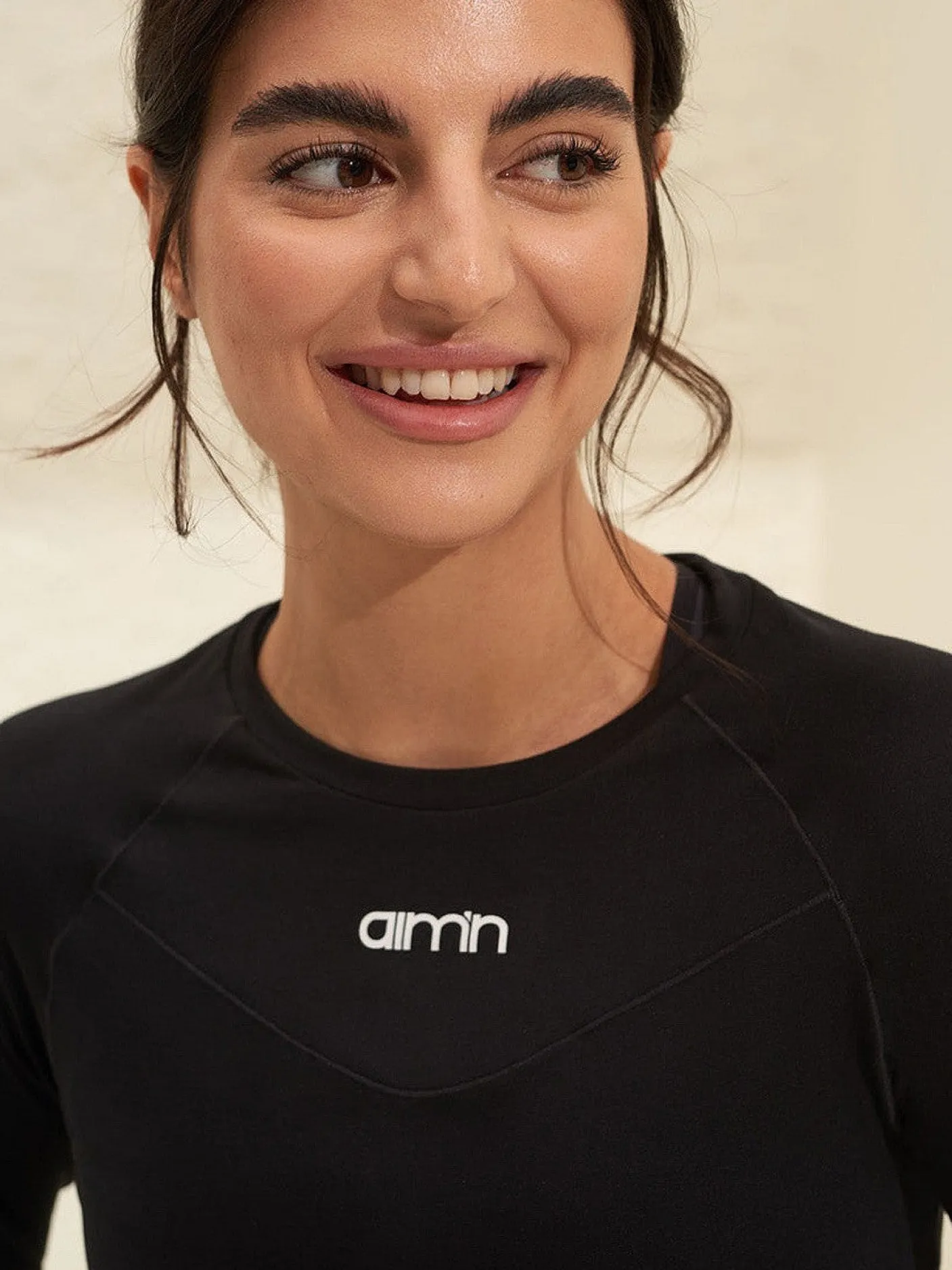 Women Aimn Running|Performance-Black Soft Basic Long Sleeve Top