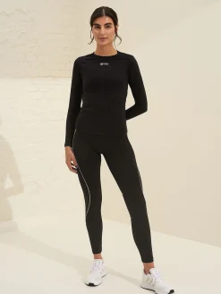 Women Aimn Running|Performance-Black Soft Basic Long Sleeve Top