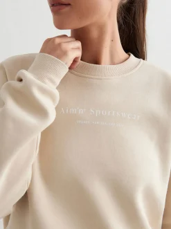 Women Aimn Hoodies & Crews-Café Au Lait Serif Sweatshirt