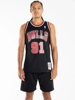 Mitchell & Ness Nba Jerseys|Tees & Singlets-Chicago Bulls 97-98 Dennis Rodman Swingman Jersey