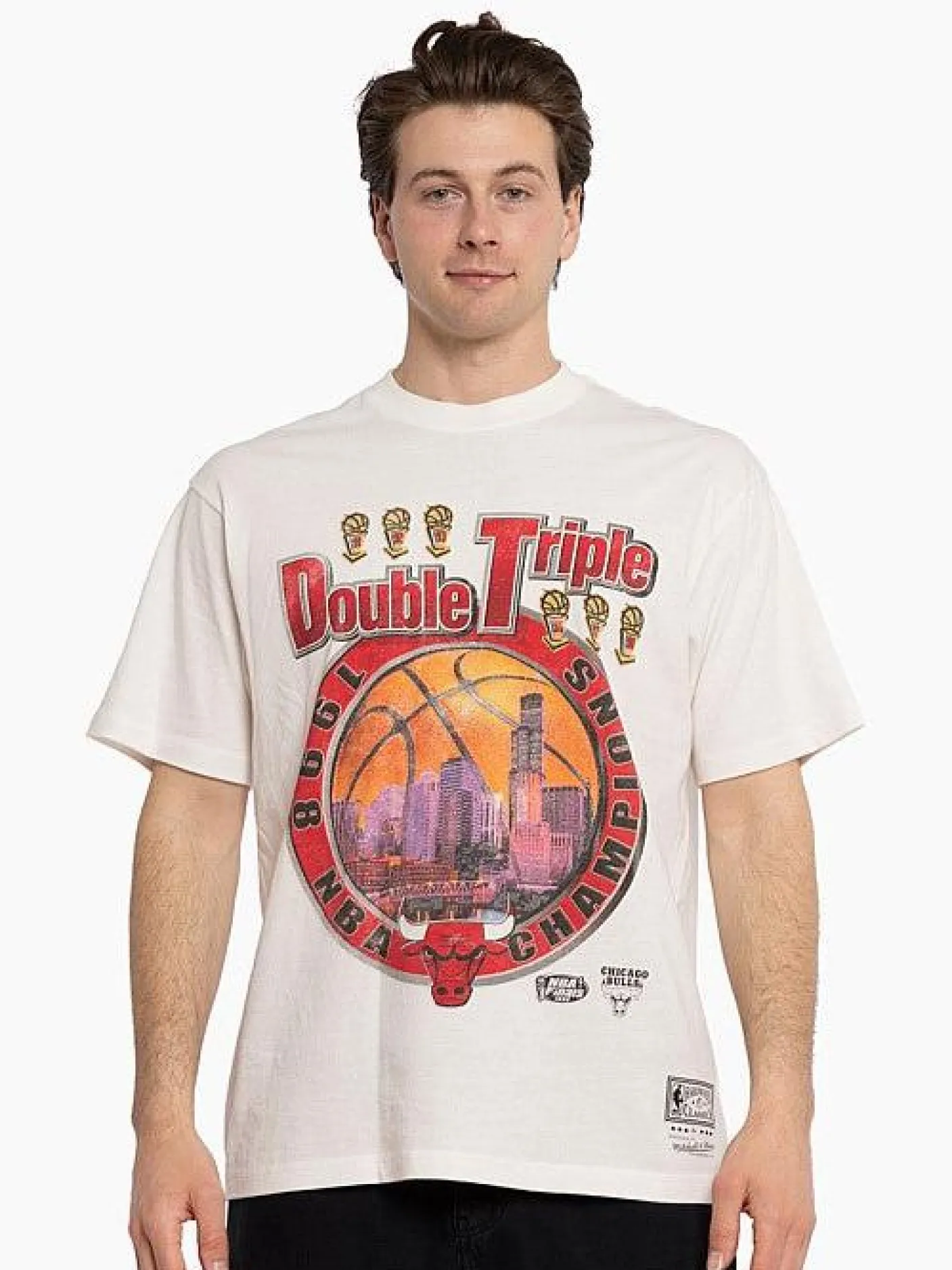 Mitchell & Ness Tees & Singlets-Chicago Bulls Stadium Banner Tee