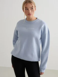 Women Aimn Hoodies & Crews-Cloudy Blue Serif Sweatshirt