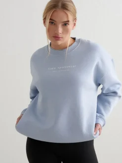 Women Aimn Hoodies & Crews-Cloudy Blue Serif Sweatshirt