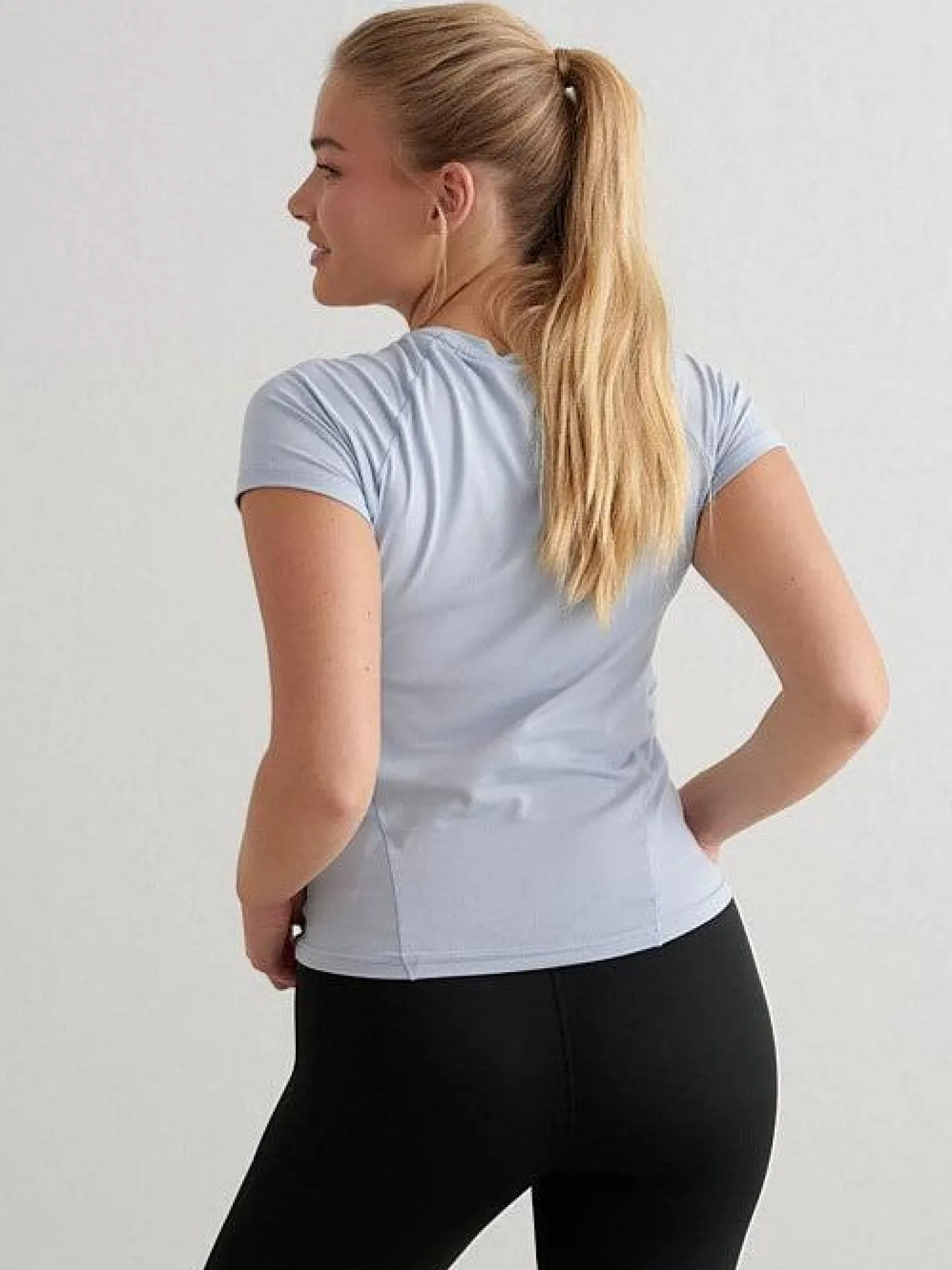Women Aimn Running|Tees & Tanks-Cloudy Blue Soft Basic Short Sleeve Top