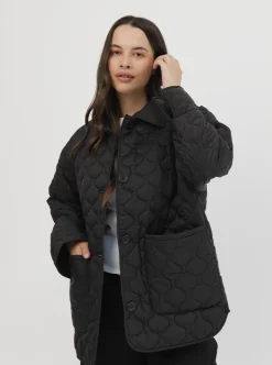 Women Taylor Sport Jackets-Collared Quilted Jacket in Black