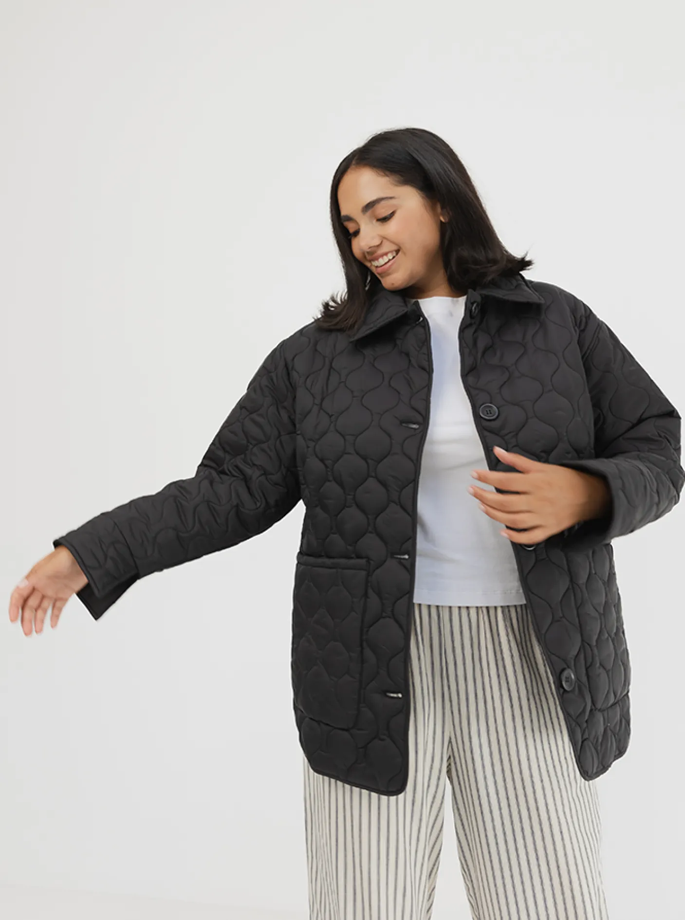 Women Taylor Sport Jackets-Collared Quilted Jacket in Black