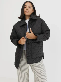 Women Taylor Sport Jackets-Collared Quilted Jacket in Black