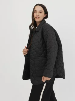 Women Taylor Sport Jackets-Collared Quilted Jacket in Black