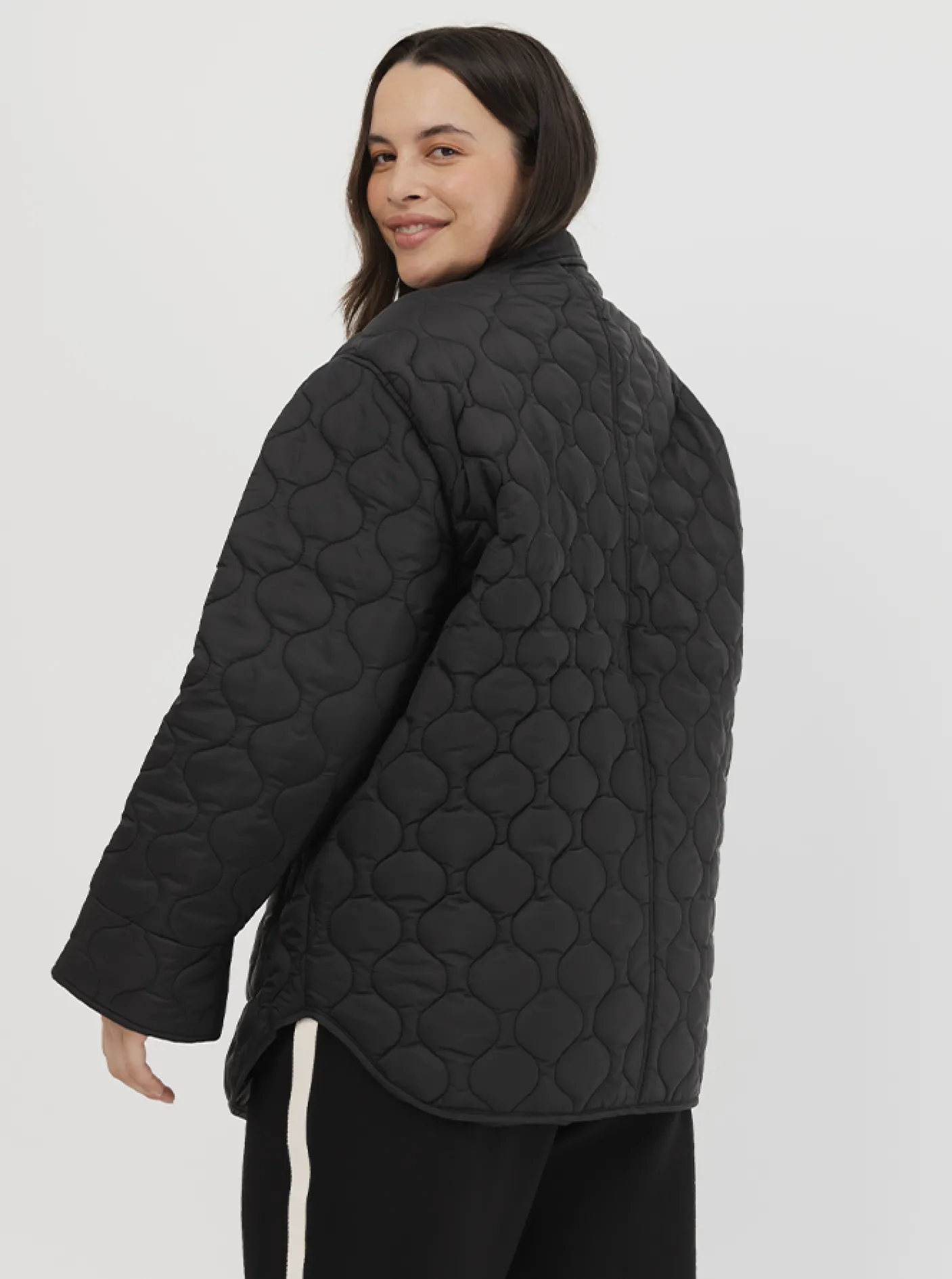 Women Taylor Sport Jackets-Collared Quilted Jacket in Black