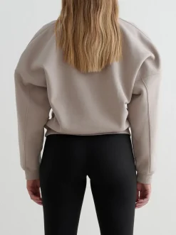 Women Aimn Hoodies & Crews-Dark Clay Varsity Sweat Half Zip