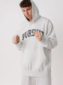 Pursuit of Happiness Hoodies & Crews-Distressed Arch Heavyweight Pullover in Heather Grey