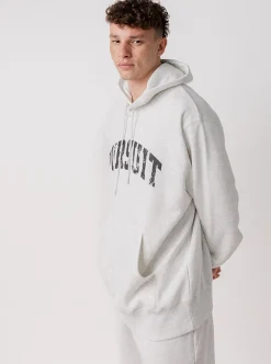 Pursuit of Happiness Hoodies & Crews-Distressed Arch Heavyweight Pullover in Heather Grey