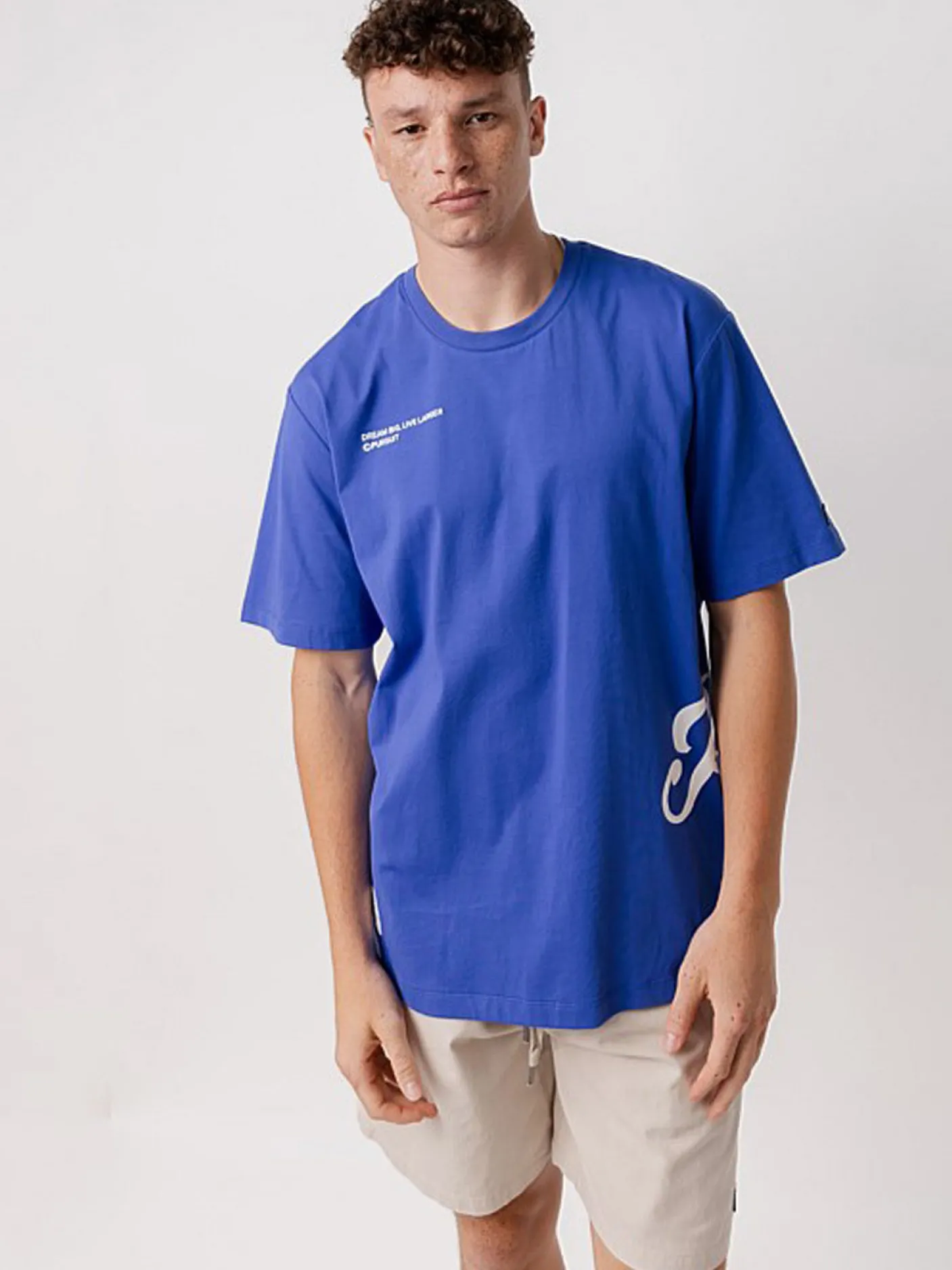 Pursuit of Happiness Tees & Singlets-Dream Big Track Tee in Royal Blue