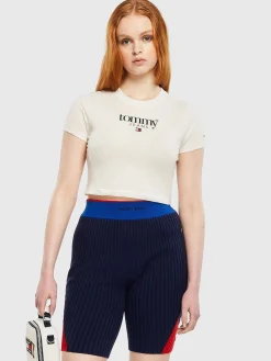 Women Tommy Hilfiger Tees & Tanks-Essential Logo Cropped Fit T-Shirt