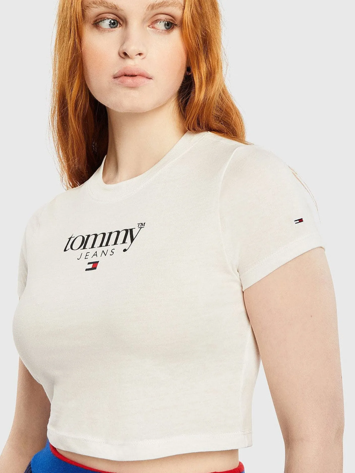 Women Tommy Hilfiger Tees & Tanks-Essential Logo Cropped Fit T-Shirt