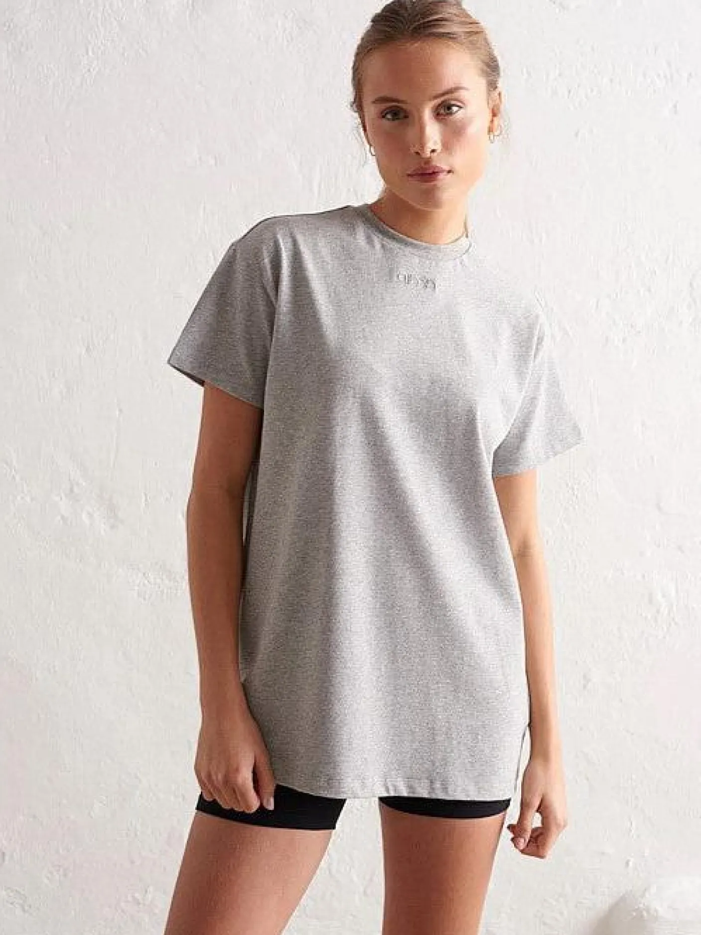 Women Aimn Tees & Tanks-Grey Melange Boyfriend T-Shirt