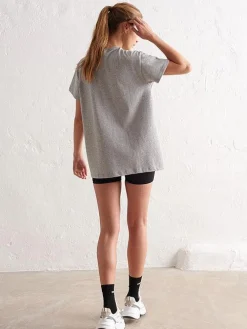 Women Aimn Tees & Tanks-Grey Melange Boyfriend T-Shirt