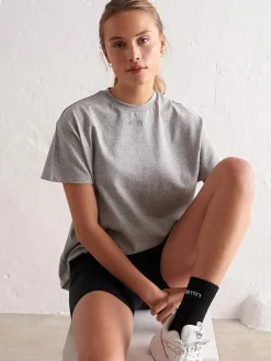 Women Aimn Tees & Tanks-Grey Melange Boyfriend T-Shirt