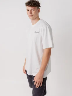 Pursuit of Happiness Tees & Singlets-Hole In One Classic Track Tee in Off White