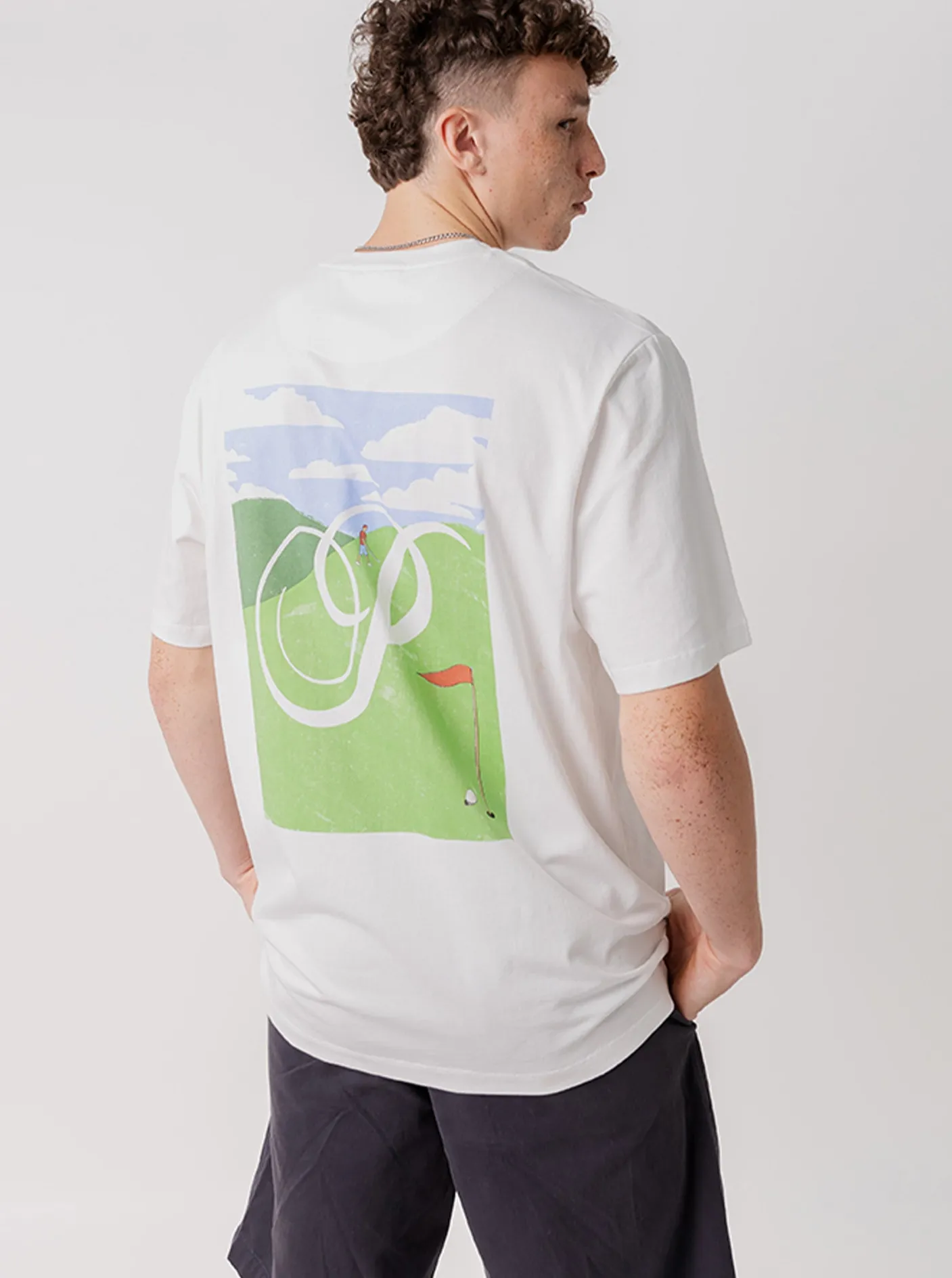 Pursuit of Happiness Tees & Singlets-Hole In One Classic Track Tee in Off White