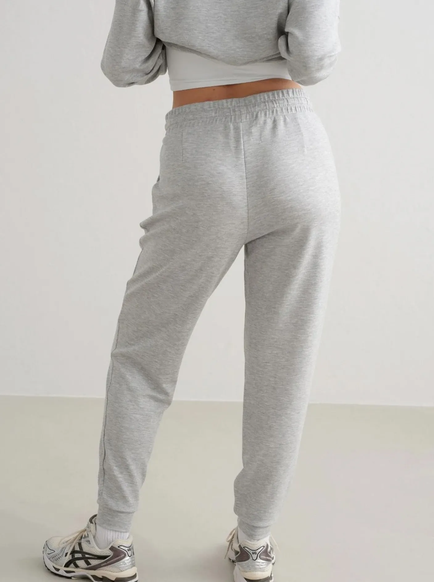Women Aimn Pants|Pants & Sweats-Light Grey Melange Comfy Modal Pants