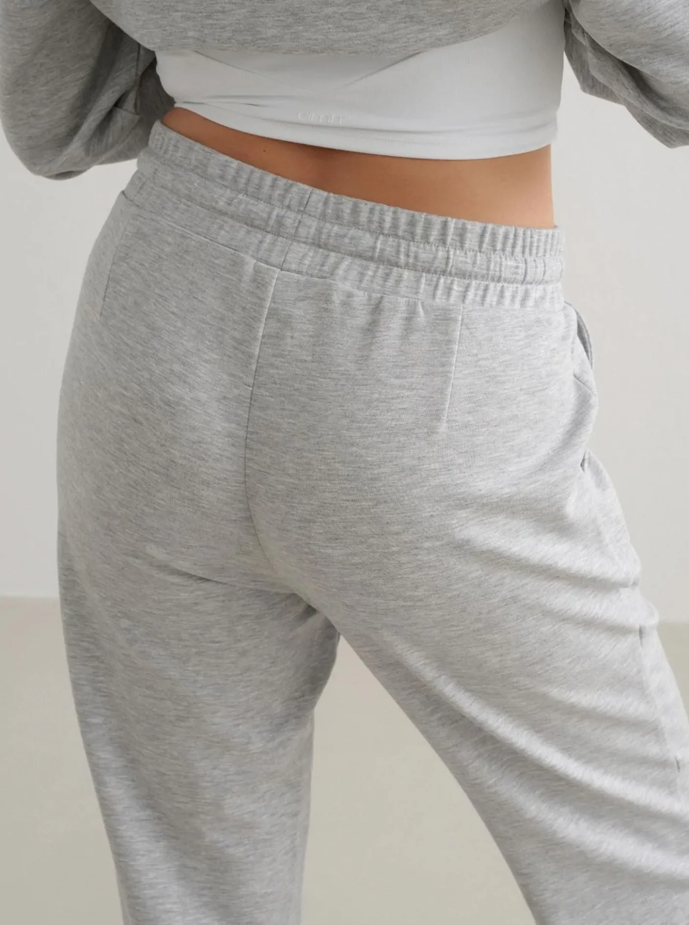 Women Aimn Pants|Pants & Sweats-Light Grey Melange Comfy Modal Pants