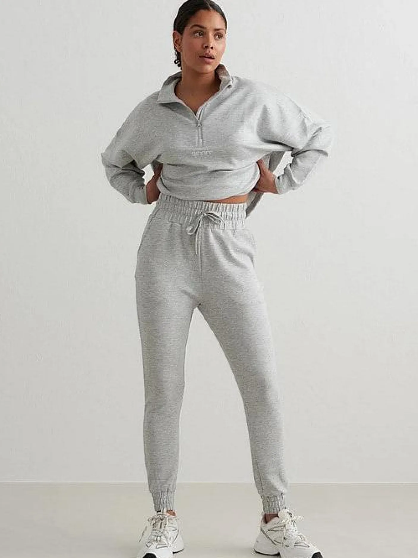 Women Aimn Pants|Pants & Sweats-Light Grey Melange Comfy Sweatpants