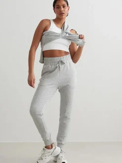 Women Aimn Pants|Pants & Sweats-Light Grey Melange Comfy Sweatpants