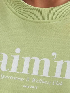Women Aimn Hoodies & Crews-Matcha Club Terry Sweatshirt