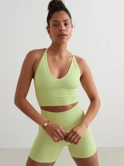 Women Aimn Performance|Sports Bras-Matcha Shape Seamless Cross Back Bralette