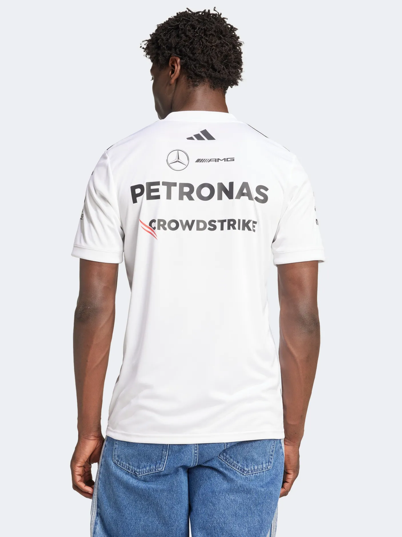 adidas Tees & Singlets-Mercedes AMG Petronas Formula One Team White Driver Jersey