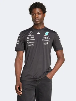 adidas Tees & Singlets-Mercedes AMG Petronas Formula One Team Black Driver Jersey