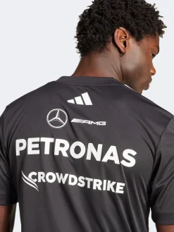 adidas Tees & Singlets-Mercedes AMG Petronas Formula One Team Black Driver Jersey