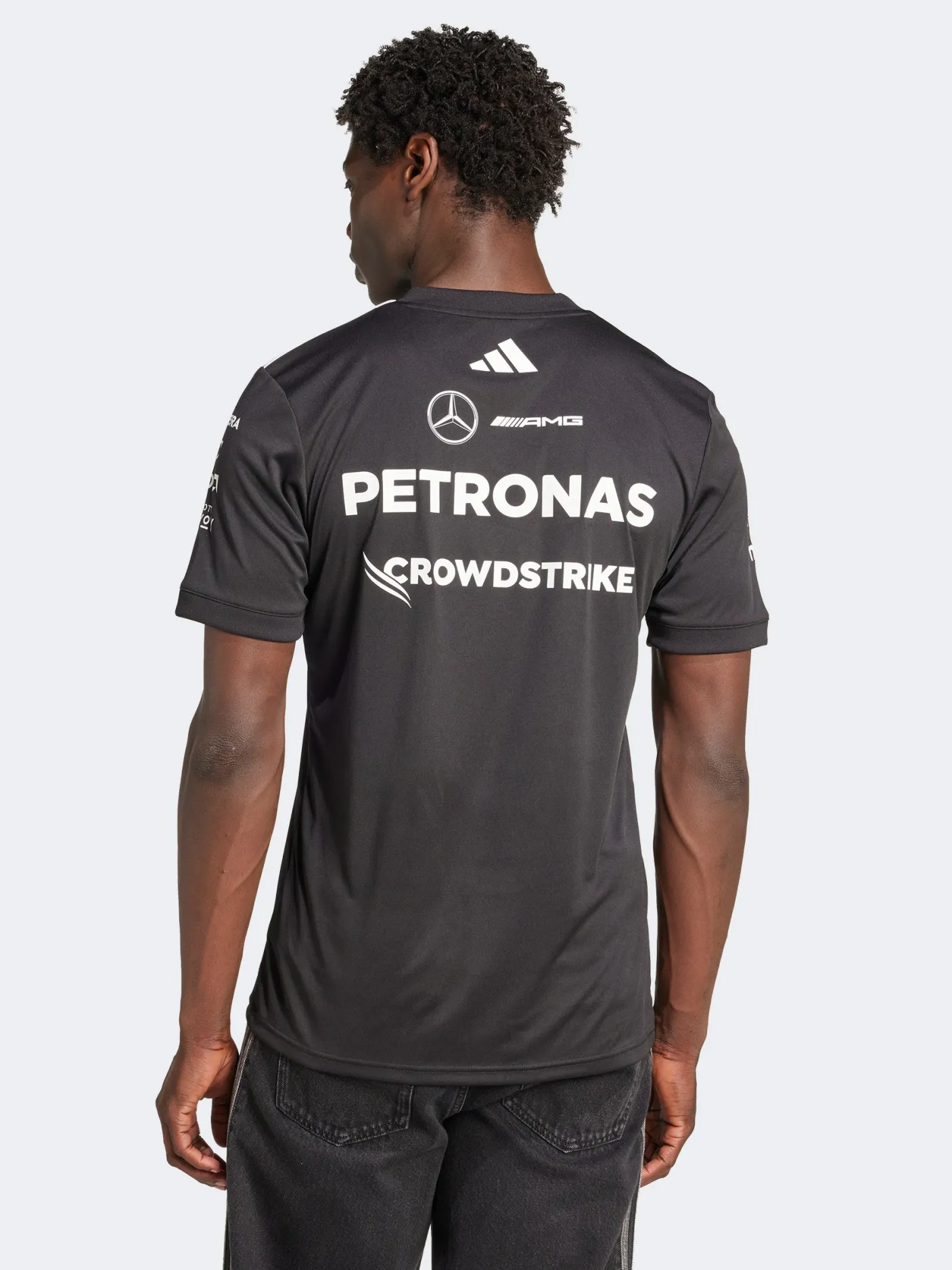 adidas Tees & Singlets-Mercedes AMG Petronas Formula One Team Black Driver Jersey