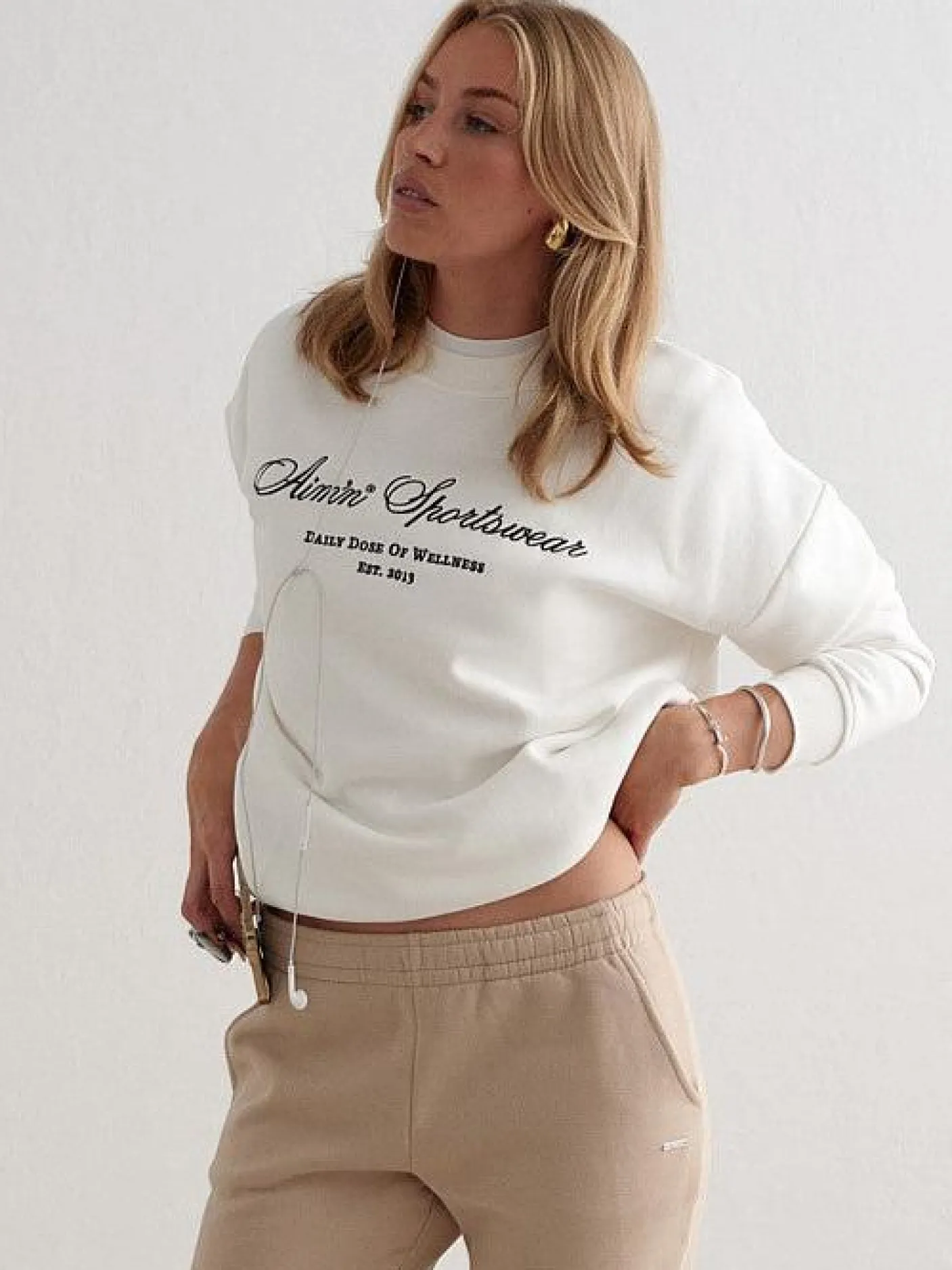 Women Aimn Hoodies & Crews-Off White Heritage Sweatshirt