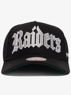 Mitchell & Ness Caps & Hats-Old English LA Raiders Pinch Snapback