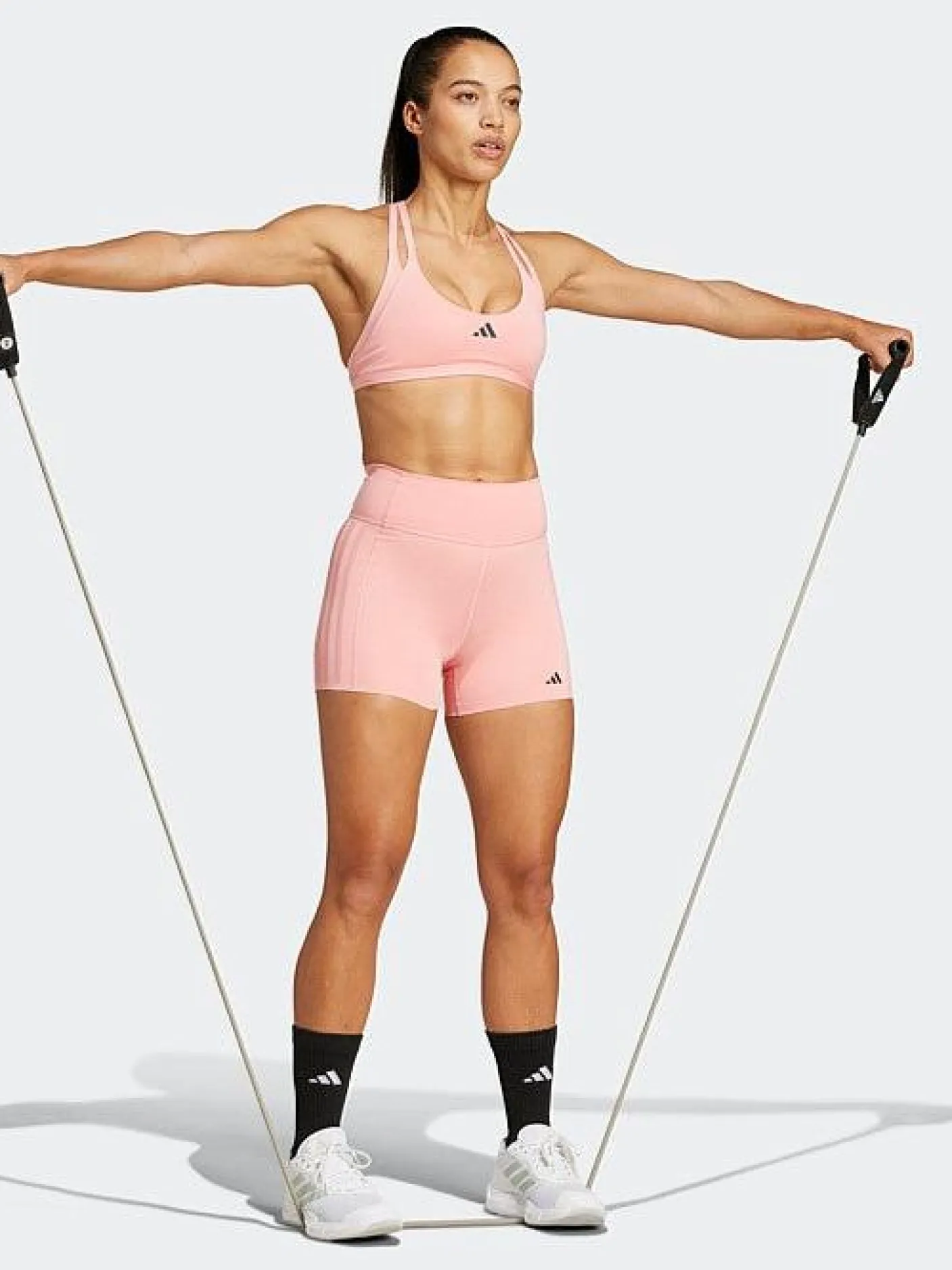Women adidas Shorts-Optime 4" Raw-Cut-Hem Short Leggings