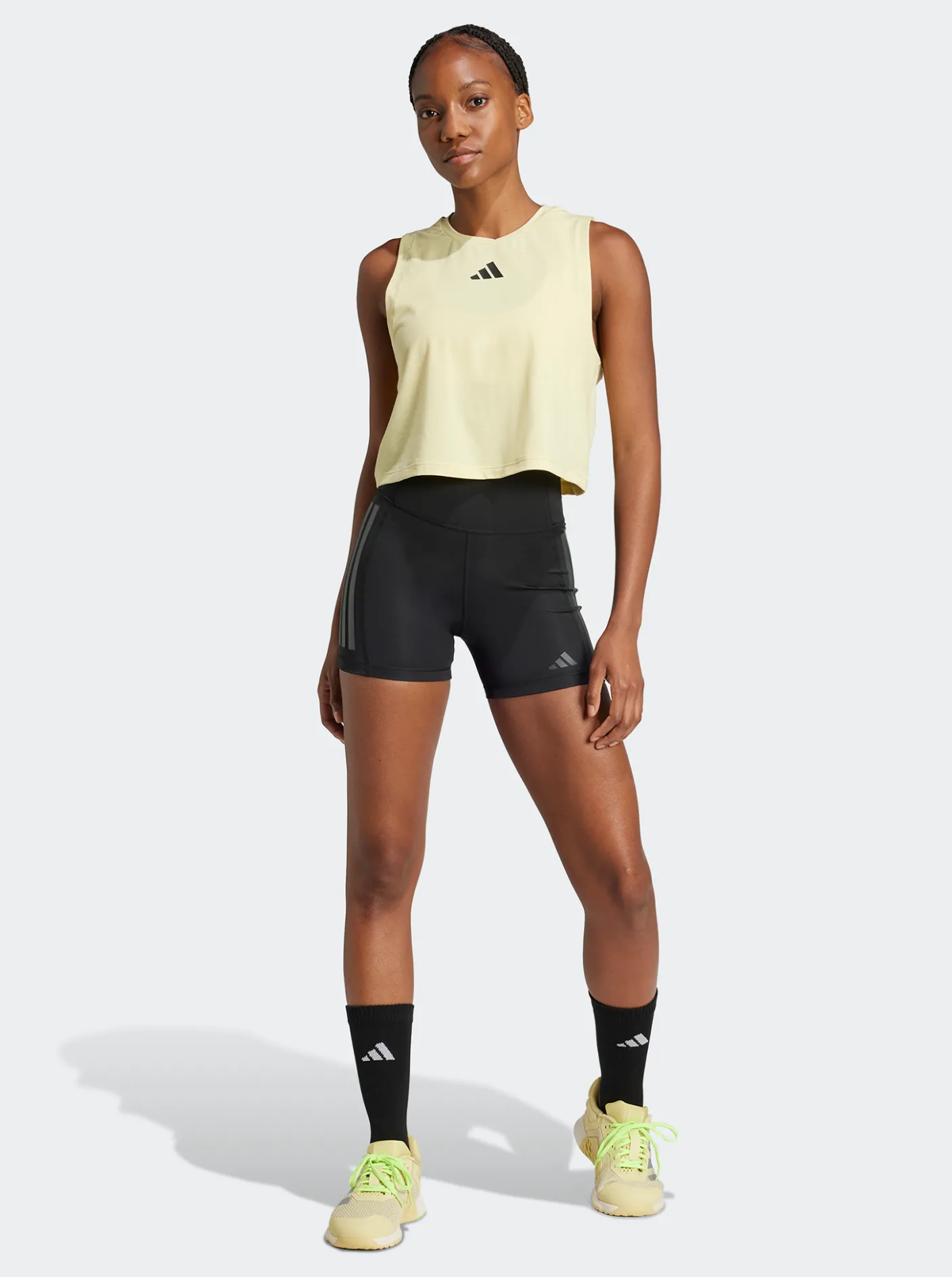 Women adidas Shorts-Optime 3-Stripes 1/4 Short Leggings